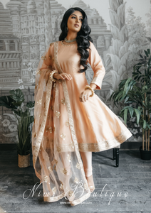 Rashmi Luxury Peach Silk Anarkali Suit with Pajami (sizes 4-16)