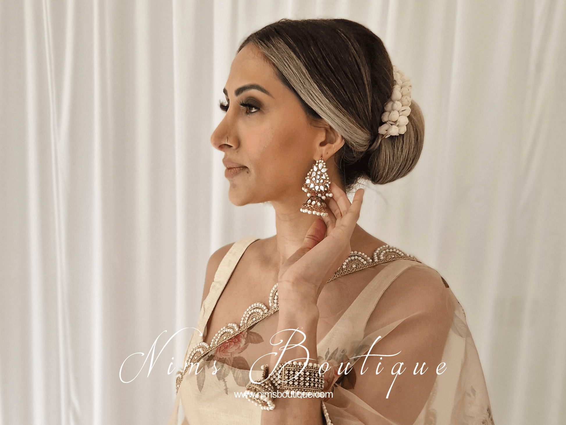 Nims Boutique Nandini Maharani Antique Gold & Pearl Chumke