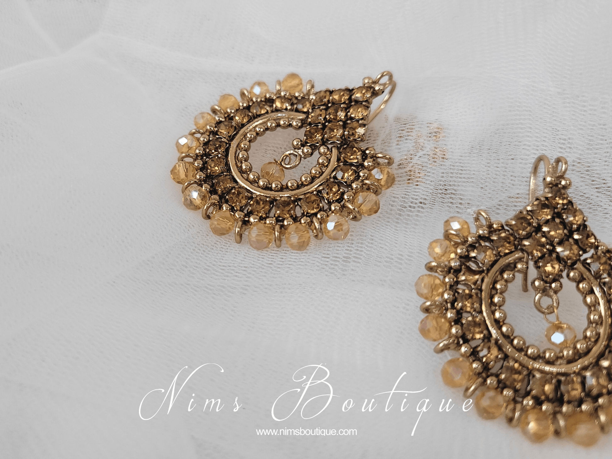 Nims Boutique Vidya Gold Stone Earrings