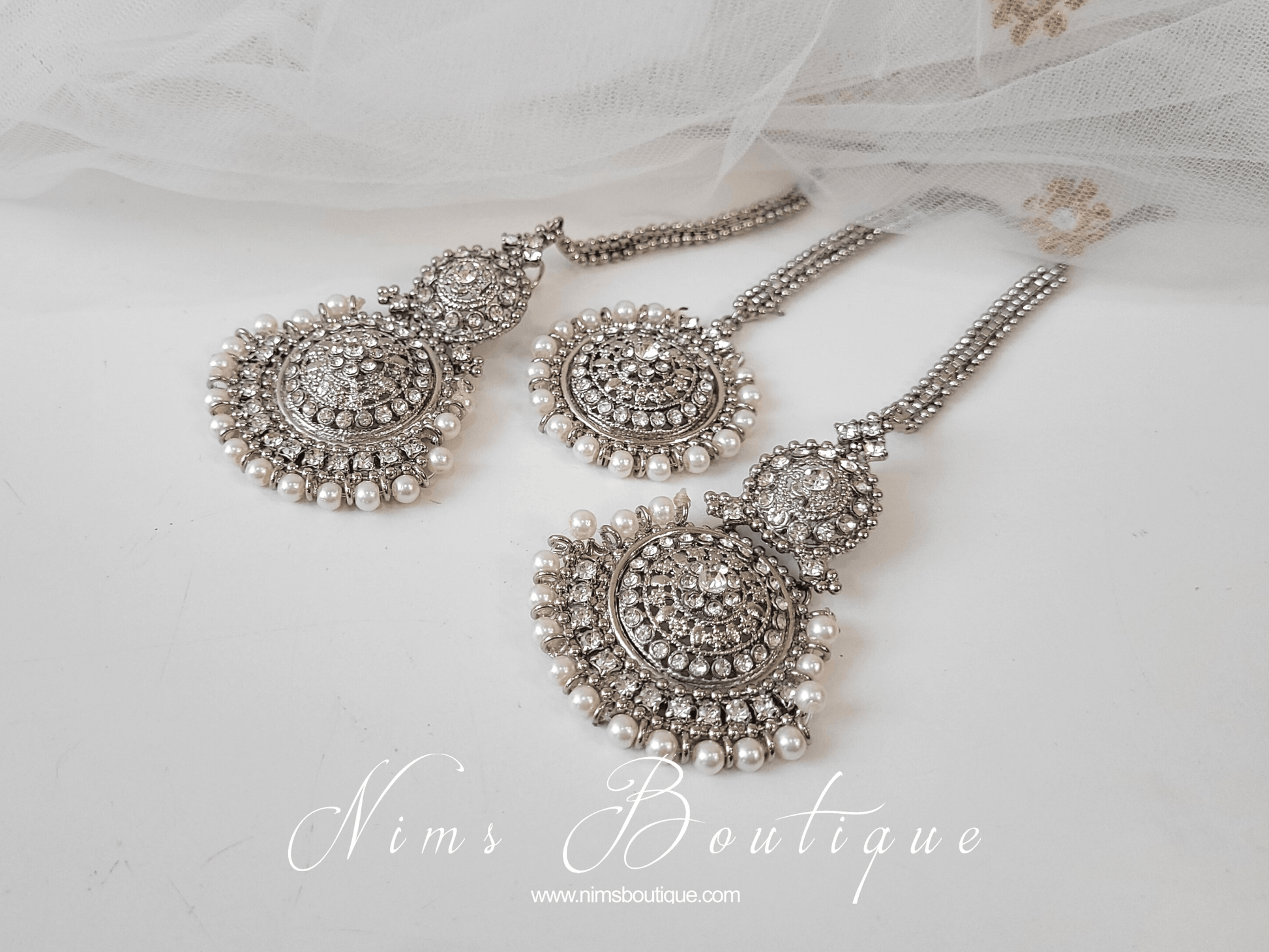 Nims Boutique Royal Silver Tikka Set
