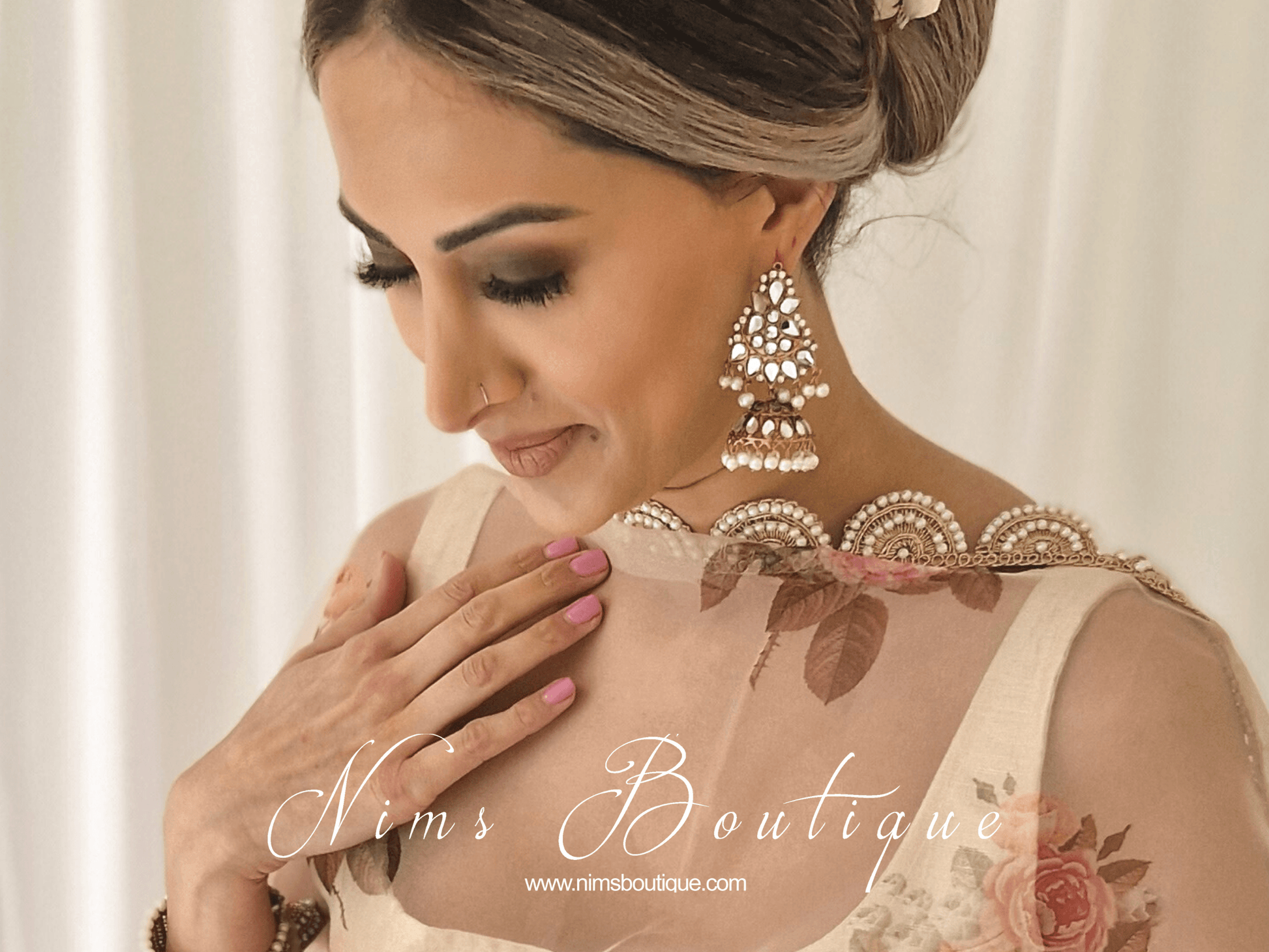 Nims Boutique Nandini Maharani Antique Gold & Pearl Chumke