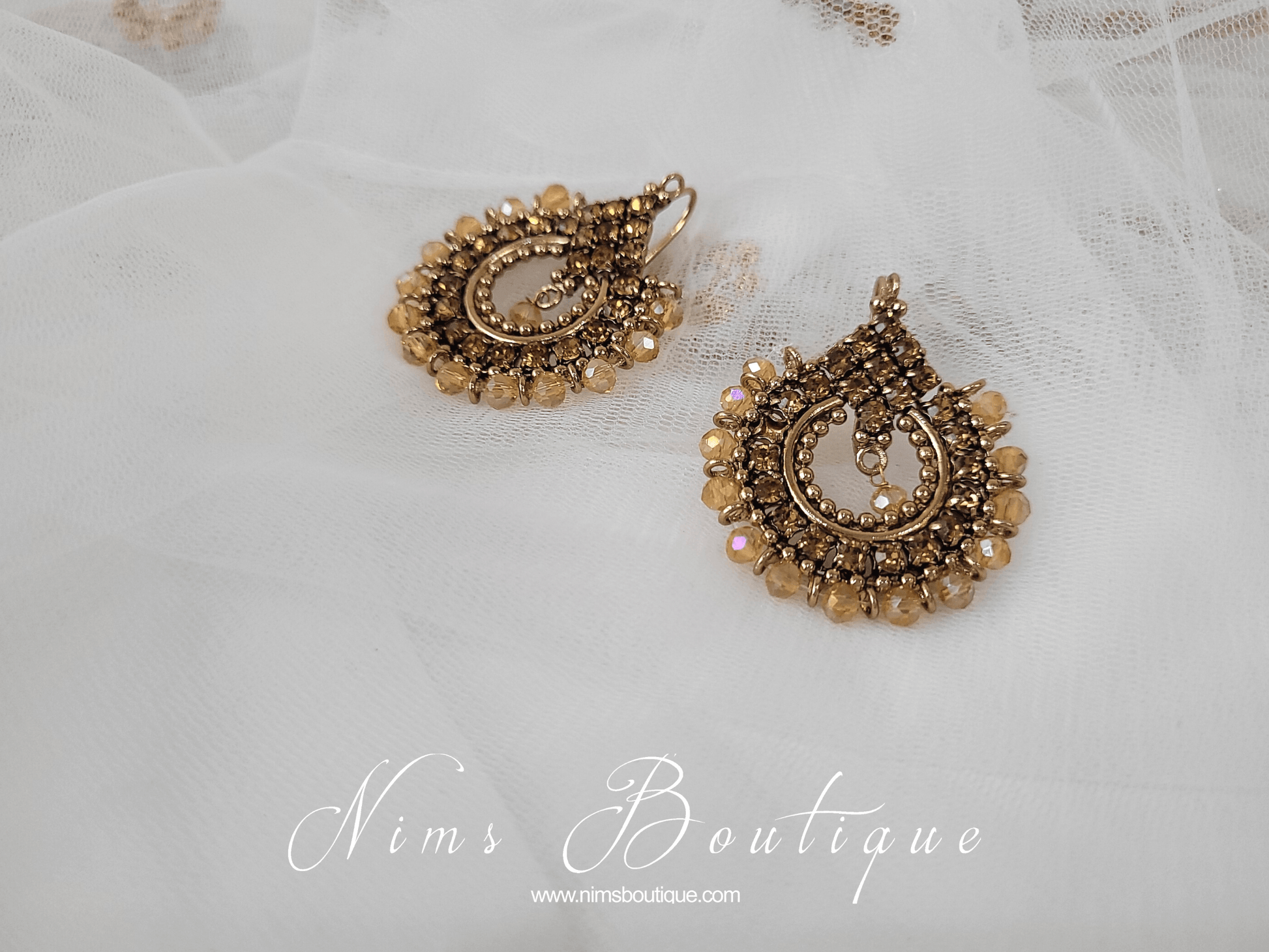 Nims Boutique Vidya Gold Stone Earrings