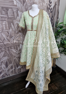 Kiara Luxury Mint Green Chikankari Suit with Pajami (sizes 8-14)