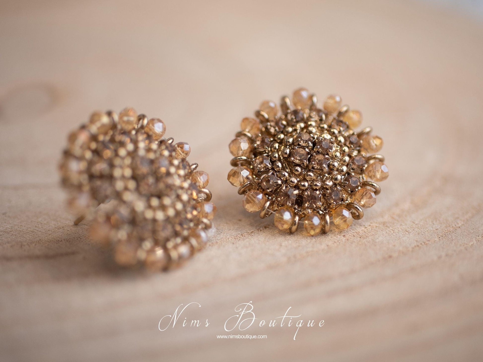 Nims Boutique Royal Gold Stone Stud Earrings
