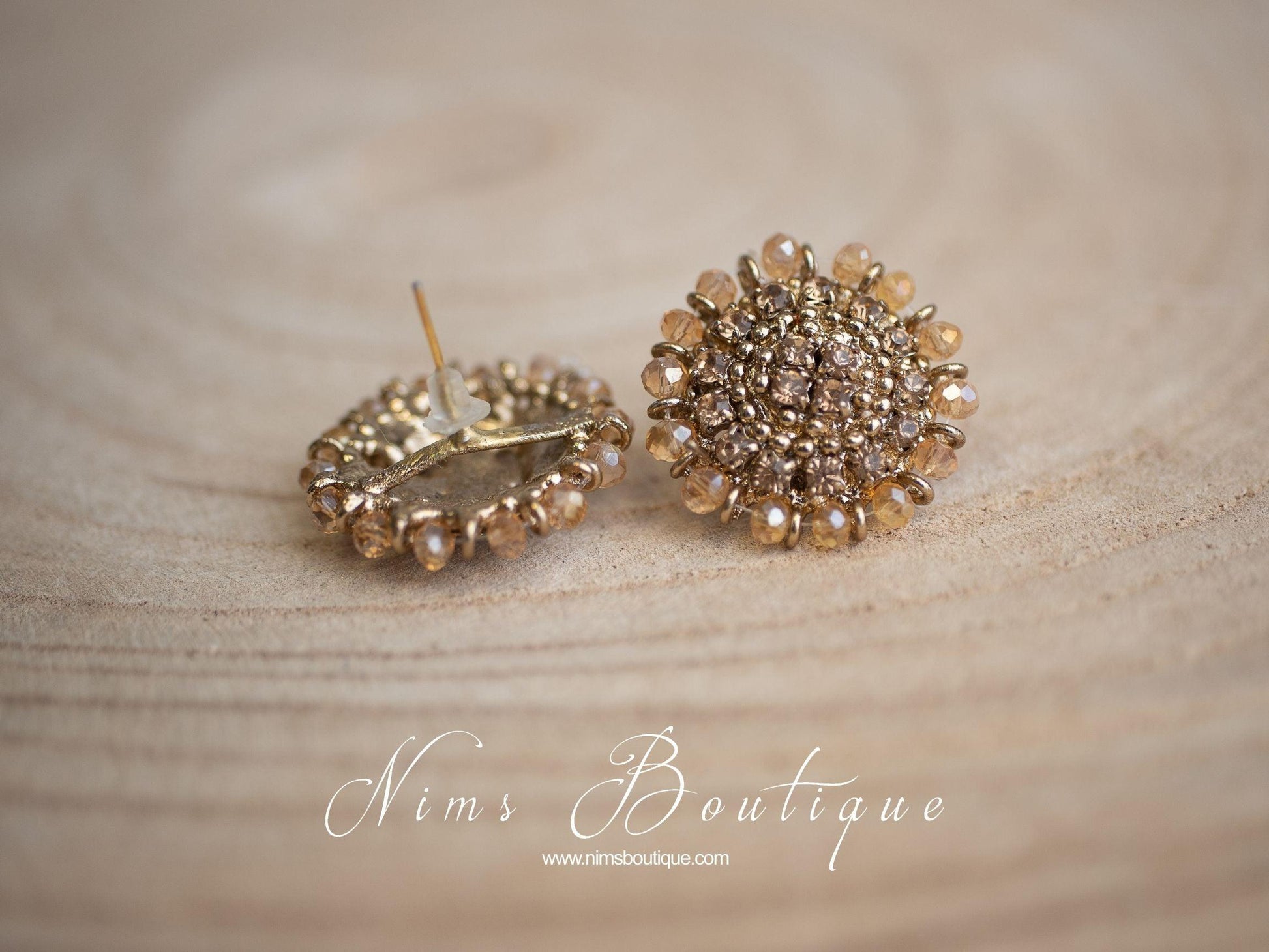 Nims Boutique Royal Gold Stone Stud Earrings