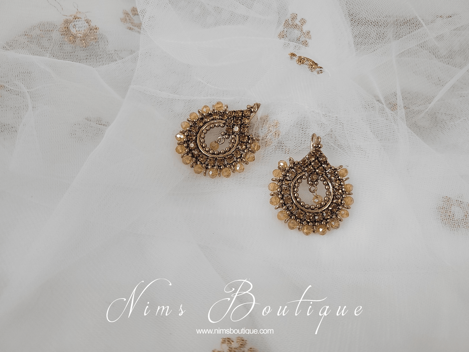 Nims Boutique Vidya Gold Stone Earrings