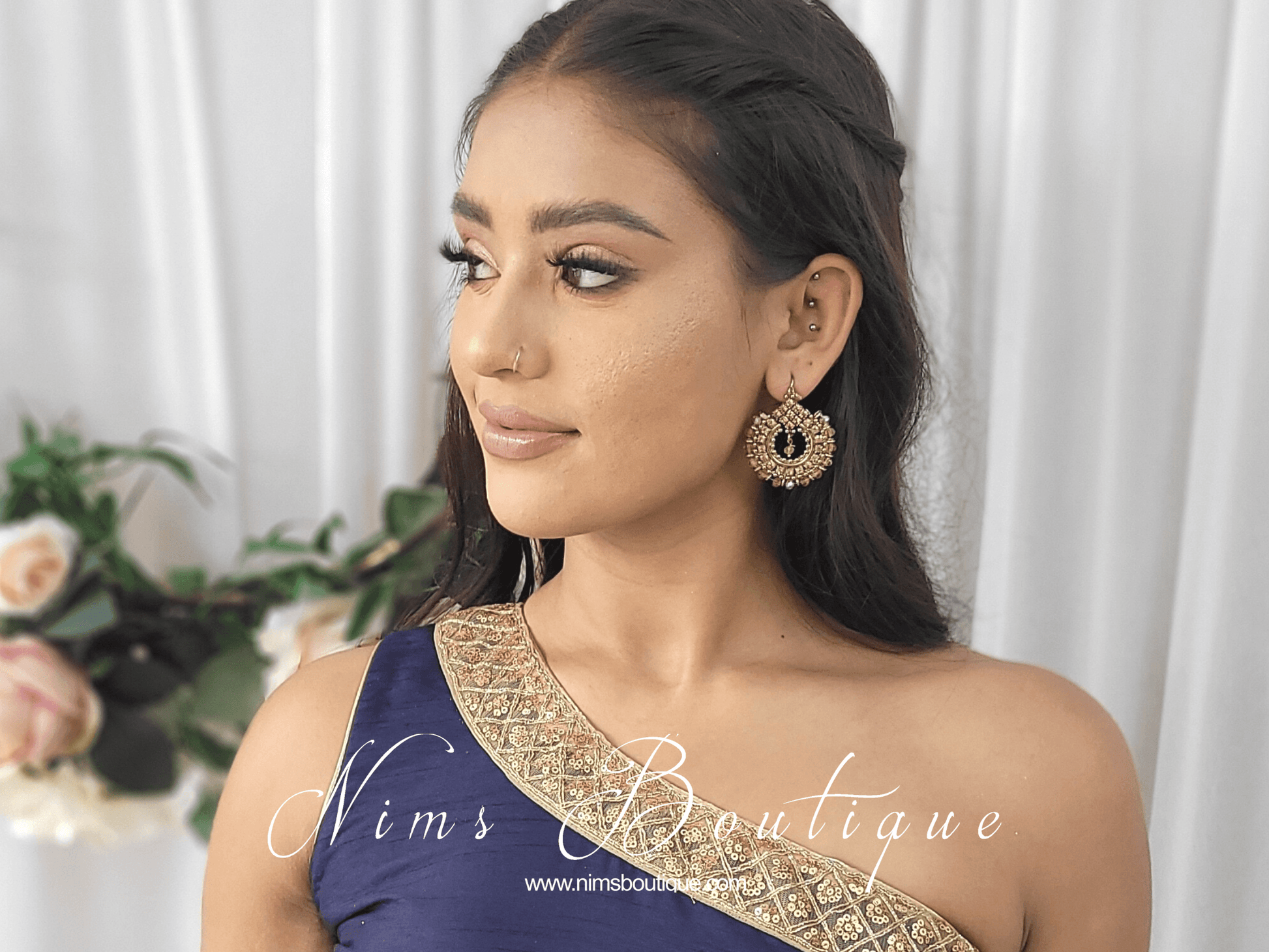 Nims Boutique Vidya Gold Stone Earrings