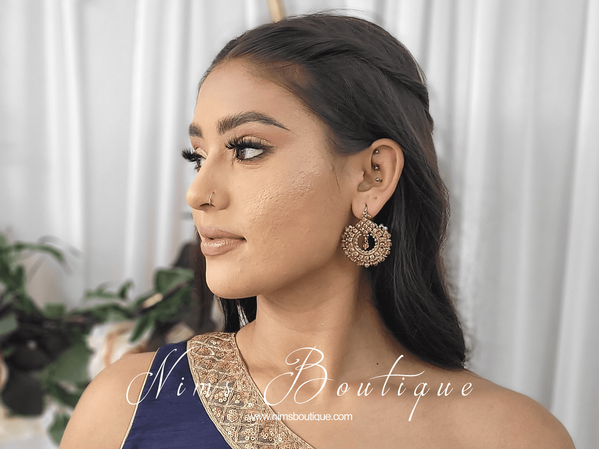 Nims Boutique Vidya Gold Stone Earrings