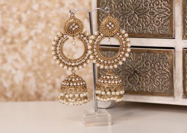 Nims Boutique Nish Antique Gold & Pearl Chumka Earrings