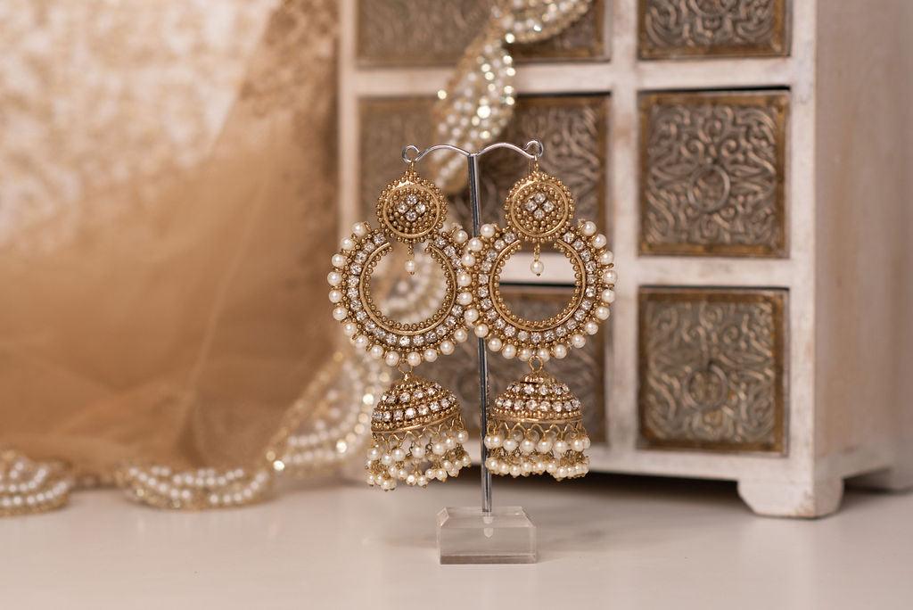 Nims Boutique Nish Antique Gold & Pearl Chumka Earrings