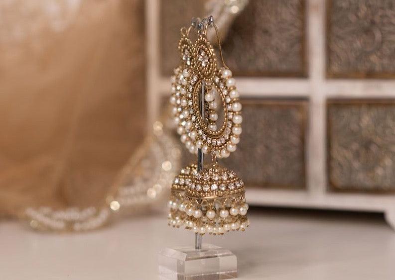 Nims Boutique Nish Antique Gold & Pearl Chumka Earrings