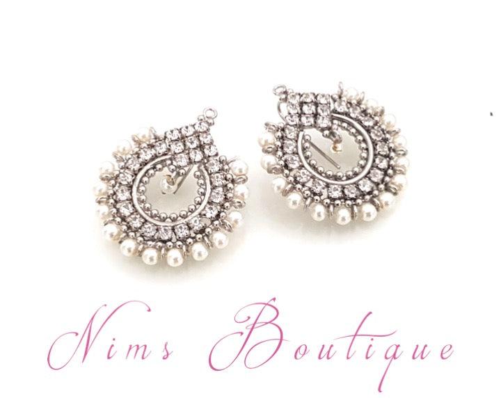 Nims Boutique Vidya Silver & Pearl Earrings