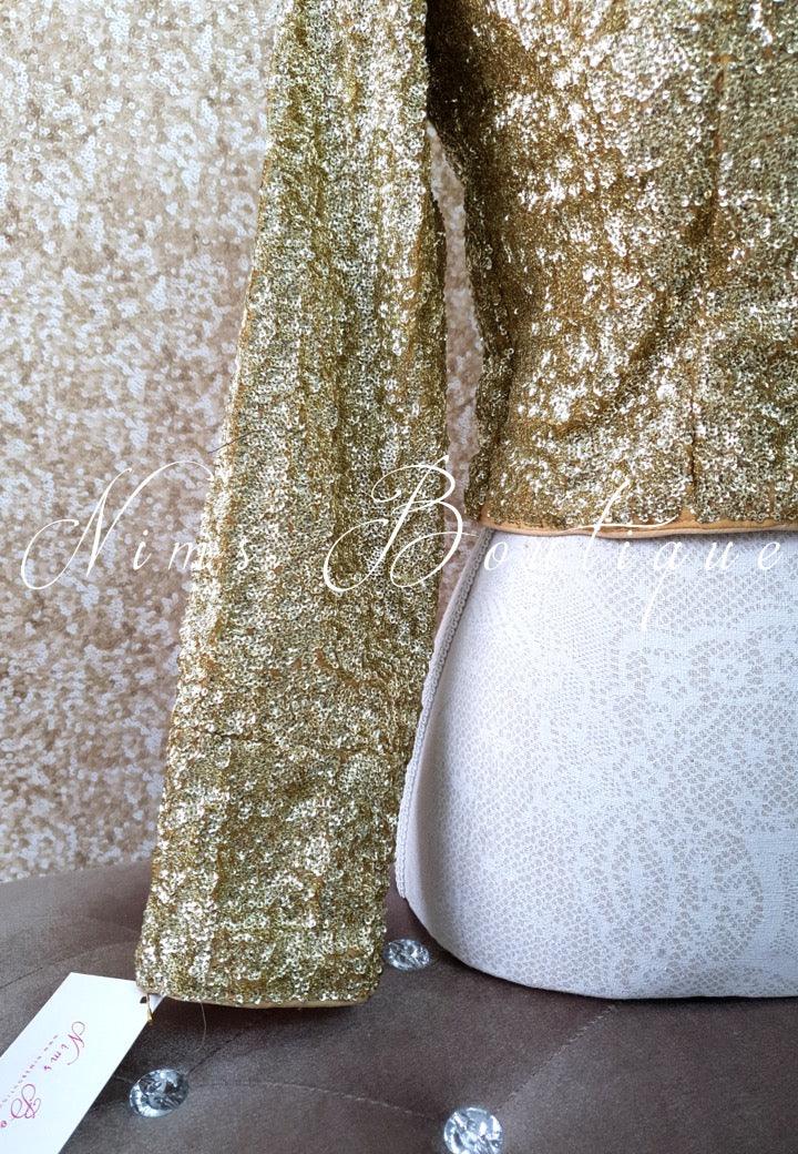 Gold sequin long sleeve top best sale