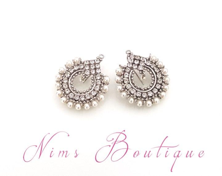Nims Boutique Vidya Silver & Pearl Earrings