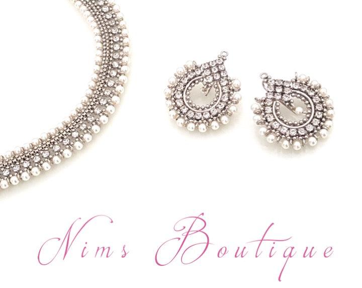 Nims Boutique Vidya Silver & Pearl Earrings