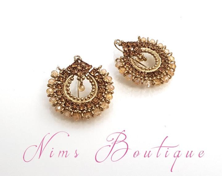 Nims Boutique Vidya Gold Stone Earrings