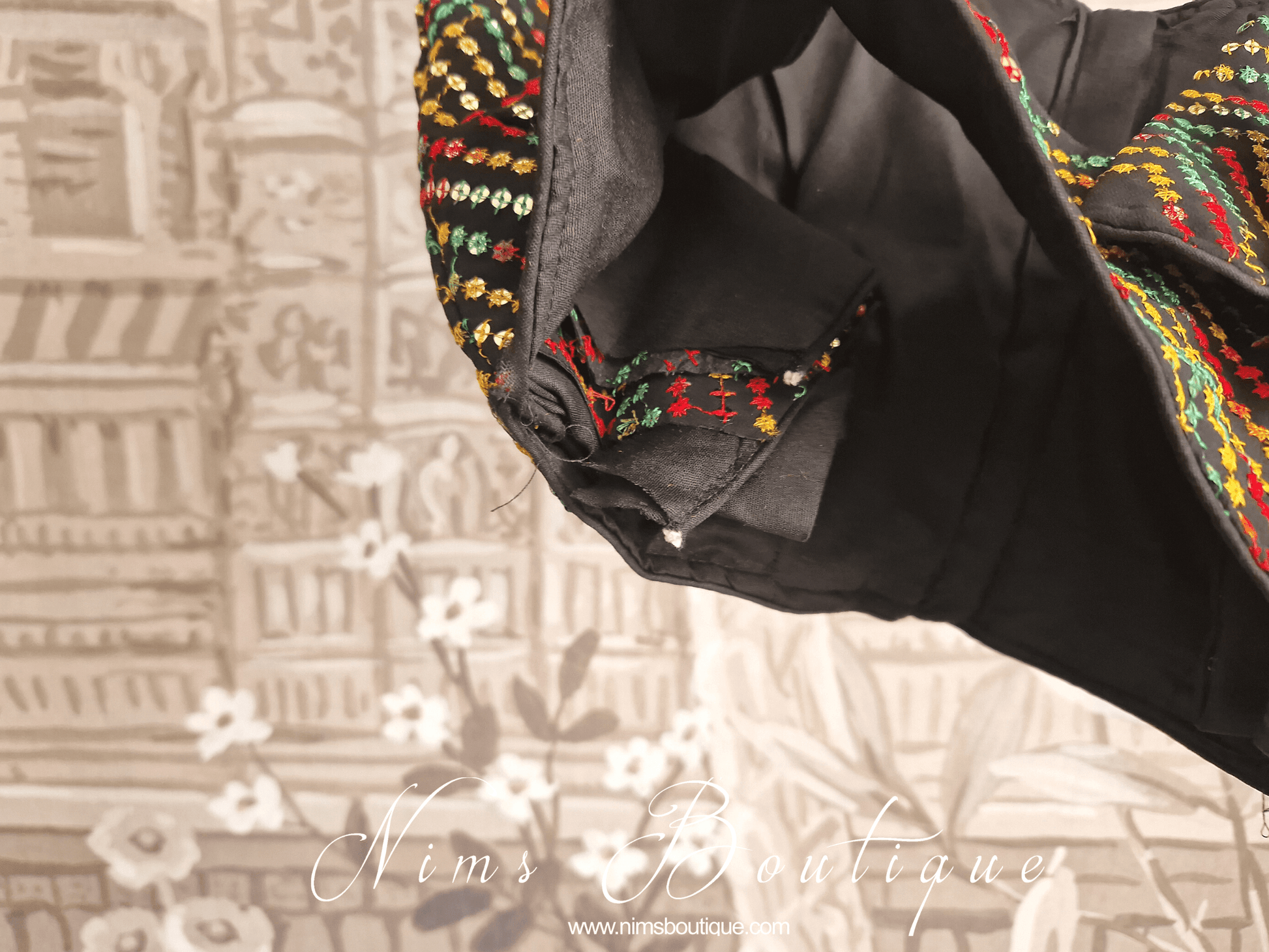 Nims Boutique The NB Black Multicolour Blouse 16-18