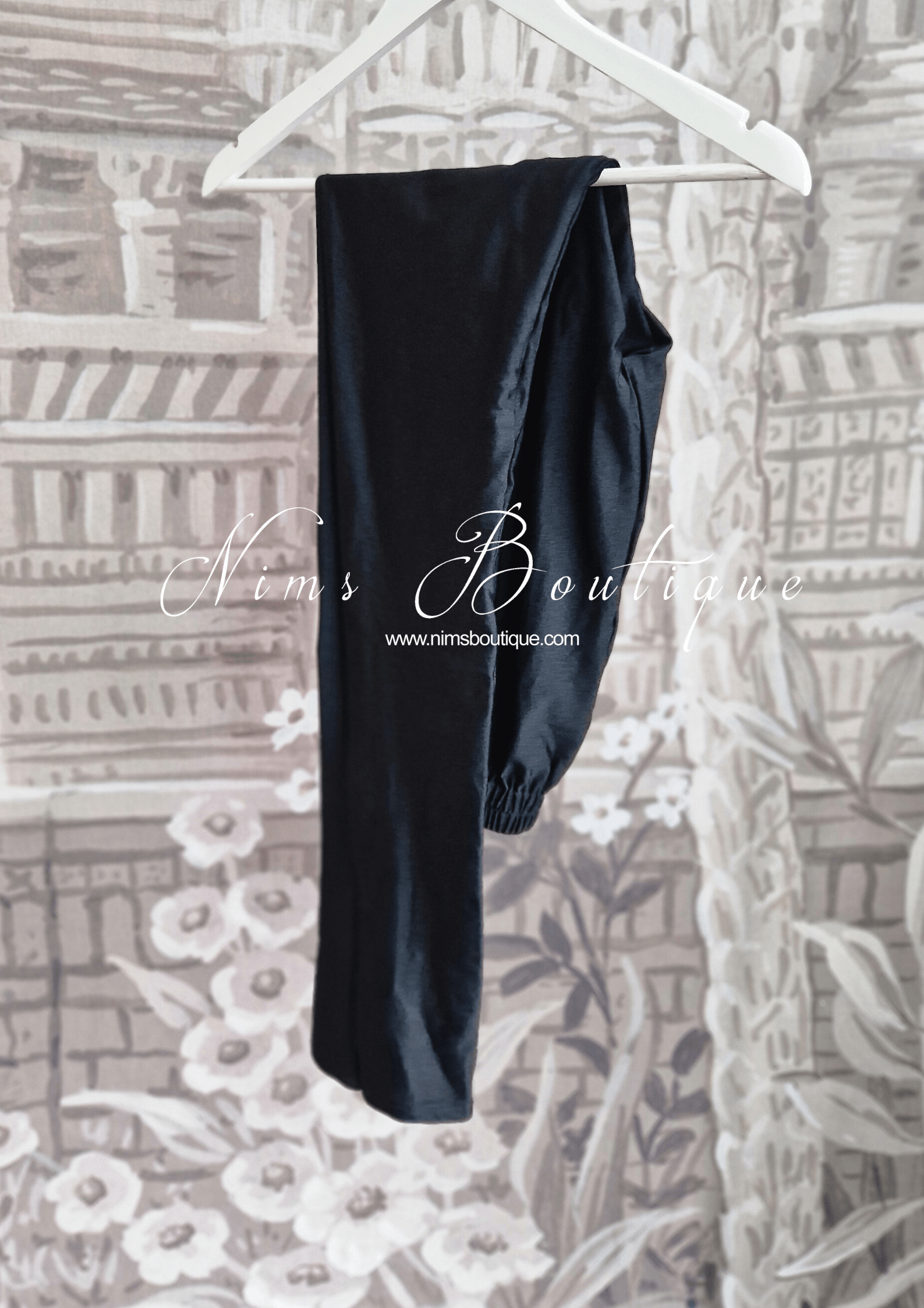 Nims Boutique The NB Luxury Black Silk Anarkali with Pajami size 4-16
