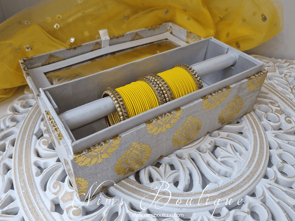 Nims Boutique Deep Yellow & Kundan Set of Bangles DYN