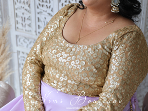 Luxury Rose Gold Sequin Embellished Long sleeved Blouse (size 16-24)