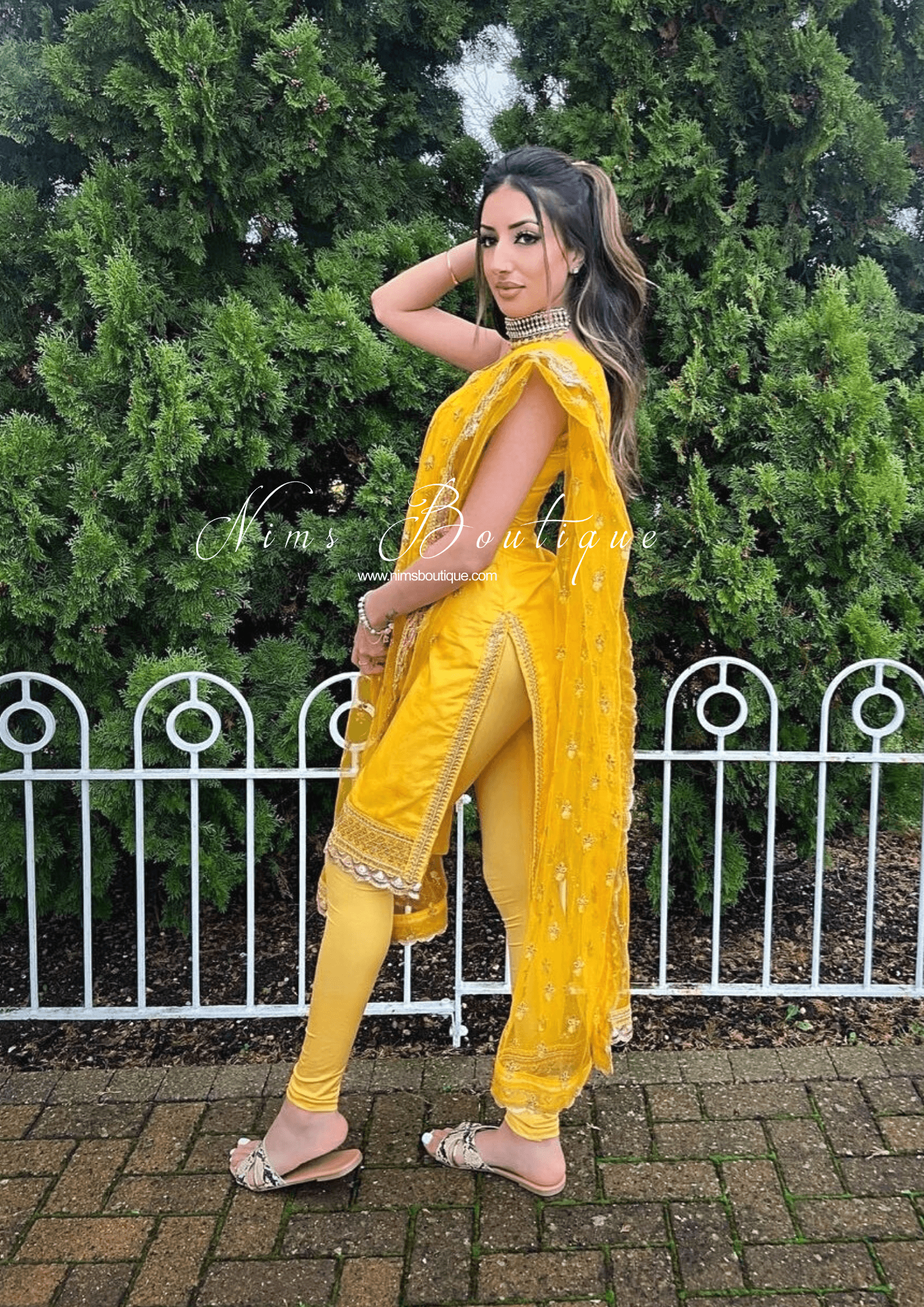 Nims Boutique The NB Classic Sleeveless Yellow Silk Pajami Suit sizes 4 to 22
