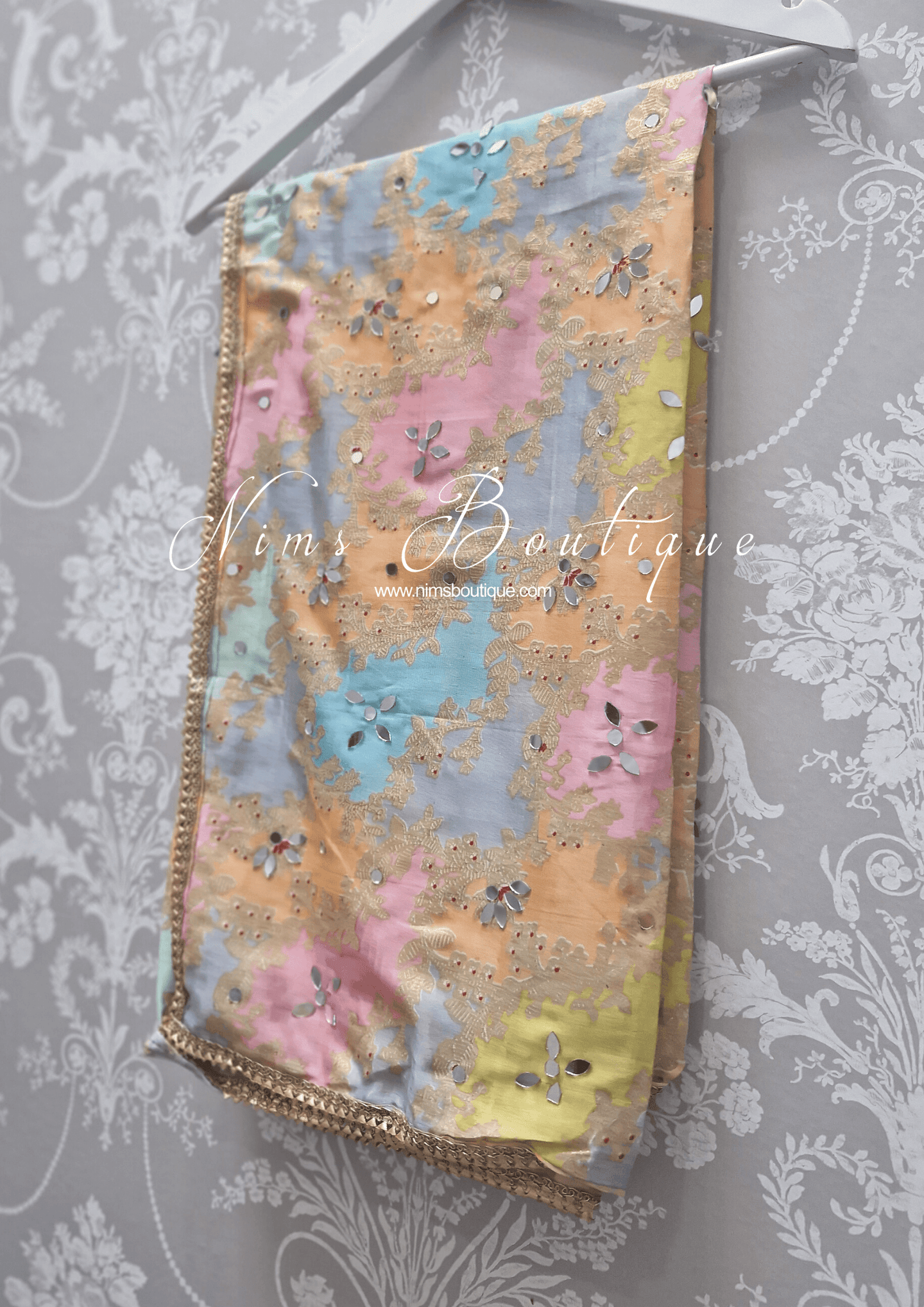 Luxury Pastel Multicolour Mirror Dupatta/Chunni (2)