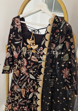 Sarika Black Luxury Long Sleeved Anarkali Suit with Pajami (sizes 4-14)