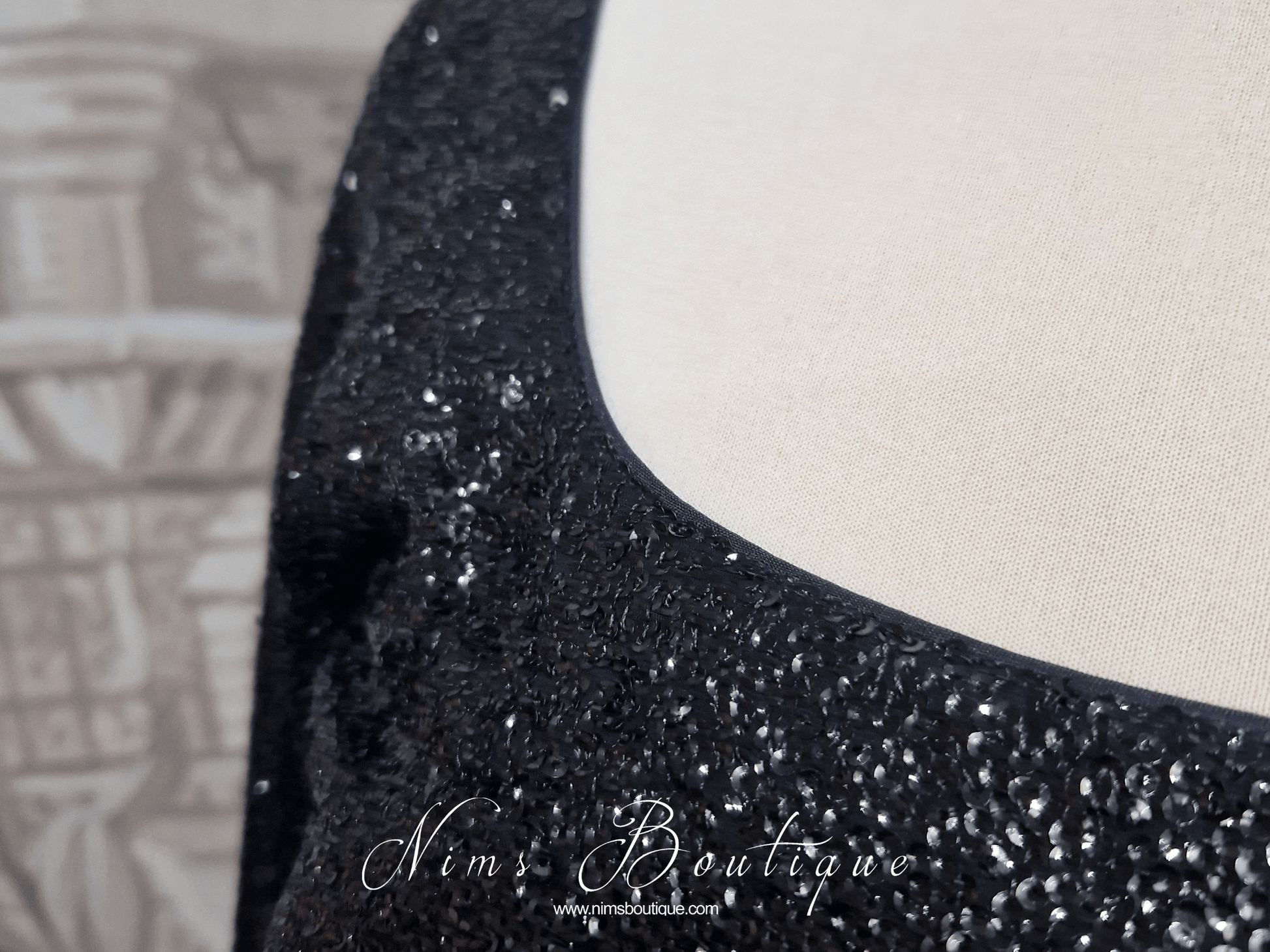 Nims Boutique Luxury Black Sequin Long sleeved Blouse size 4-22