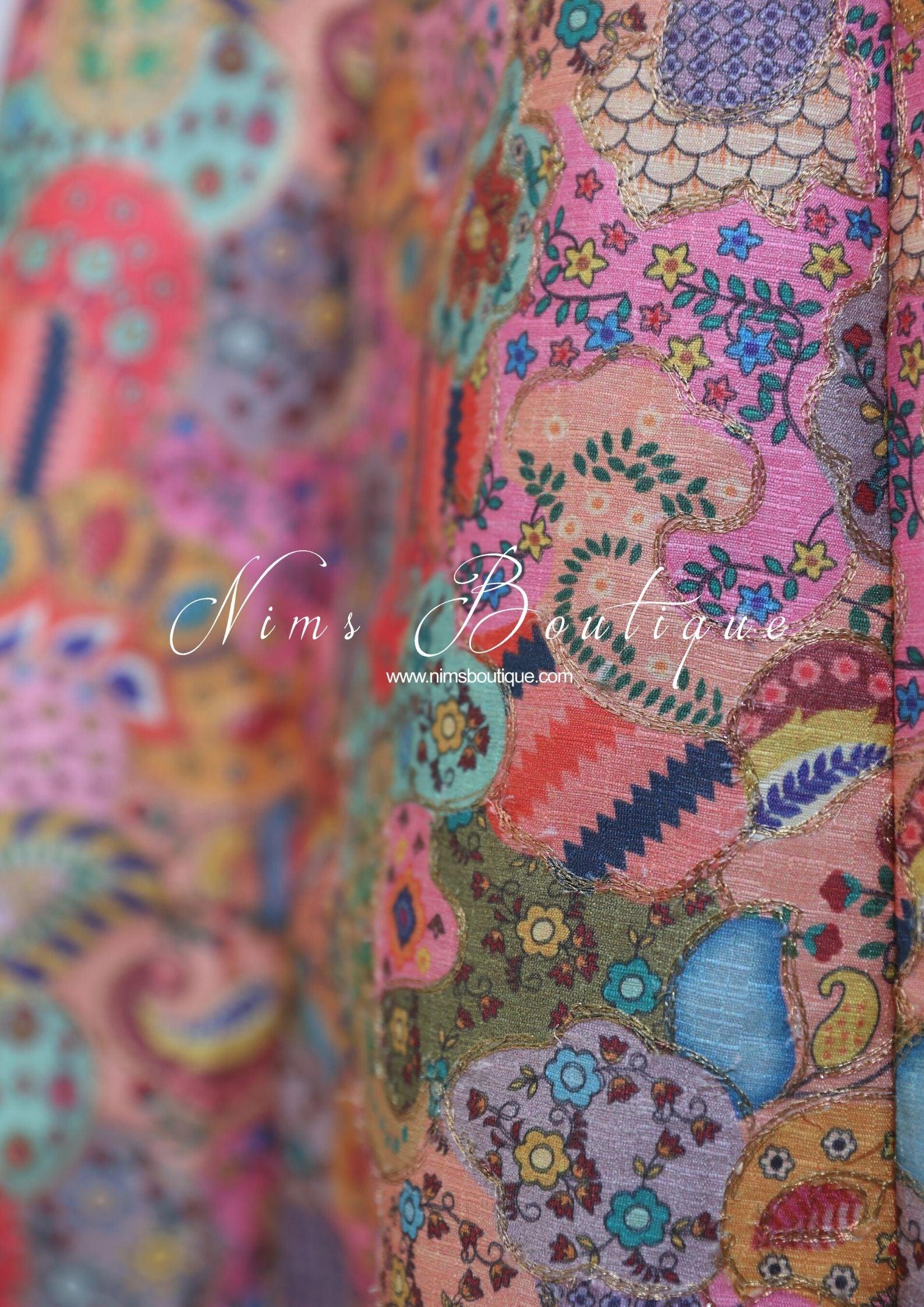 Nims Boutique Suraiya Luxury Pinks Printed Skirt sizes 6-18