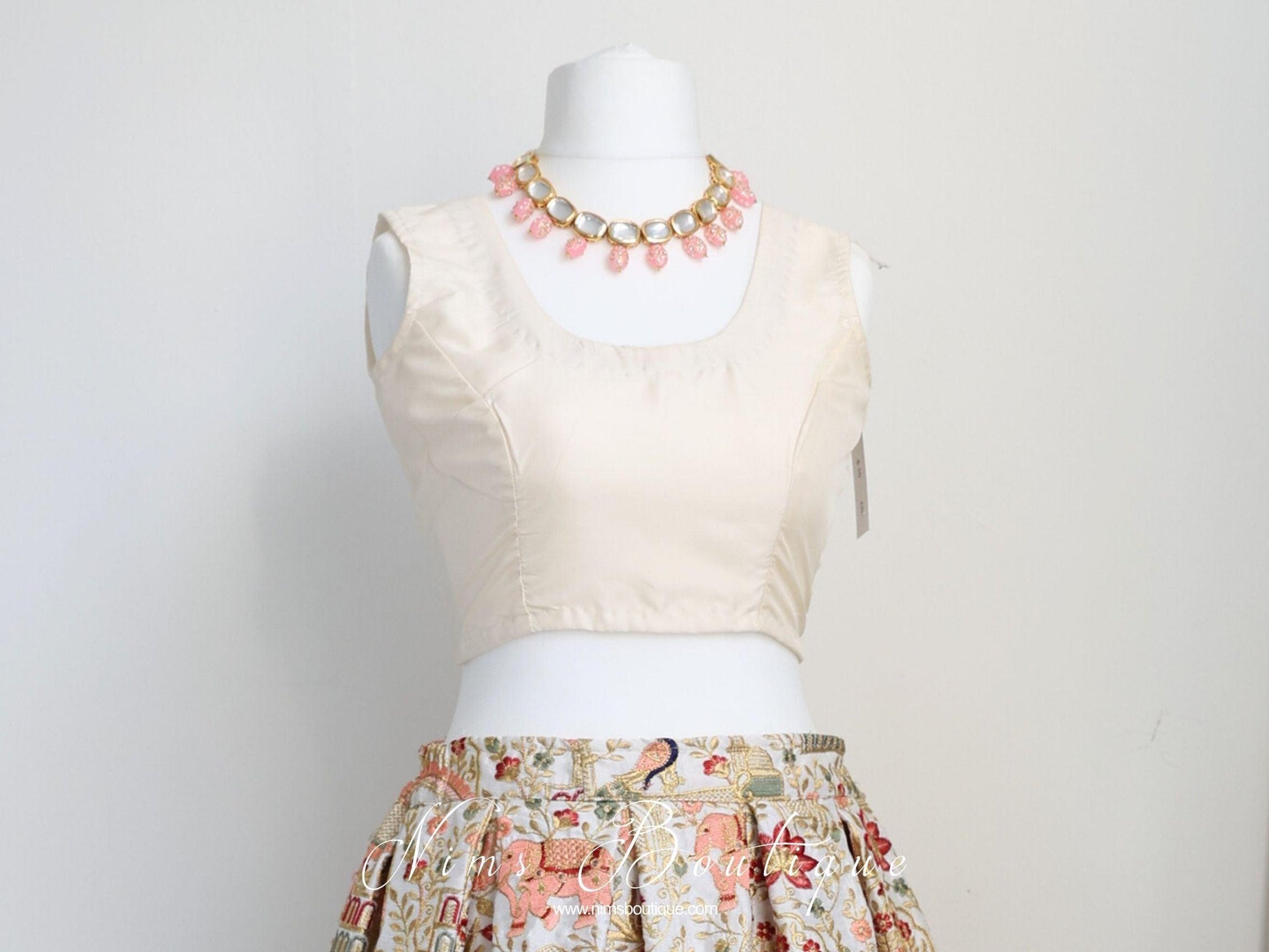 Nims Boutique The NB Cream Sleeveless Silk Blouse 4-24