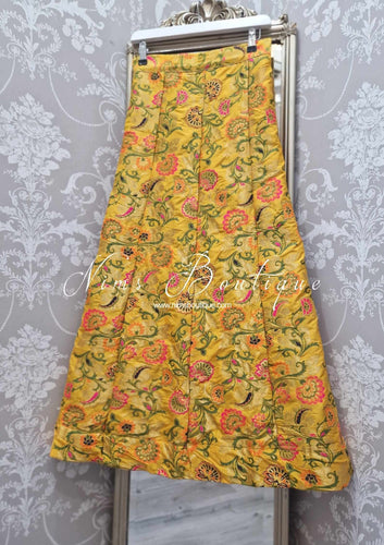 Yellow Paisley Brocade Semi stitched skirt/lehnga