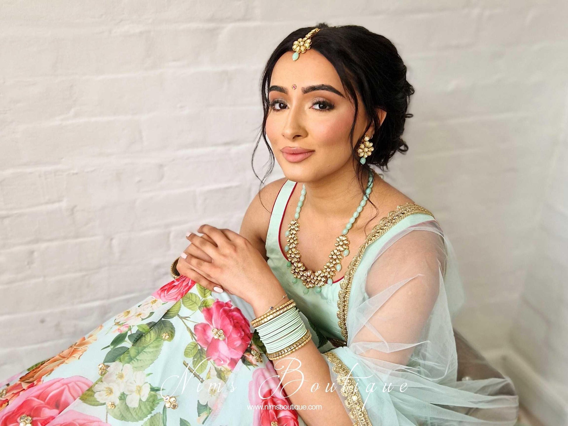Nims Boutique Shabana Kundan & Mint Jewellery Set