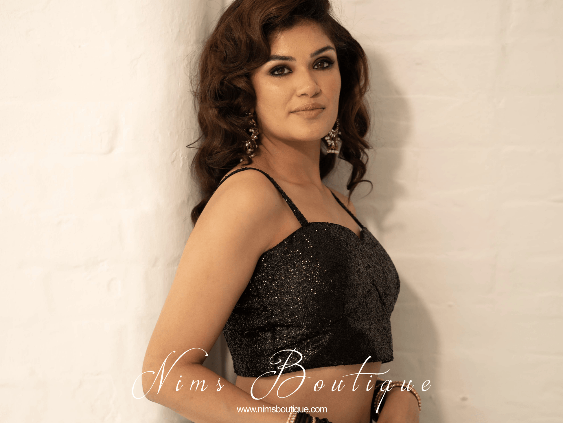 Nims Boutique Gia Black Sequin Strap Blouse 4-16