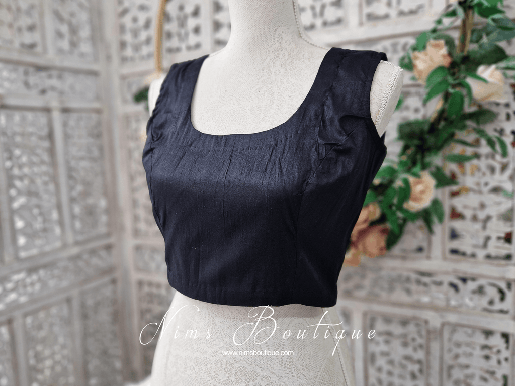 Nims Boutique Sleeveless Black Raw Silk Blouse 8-28