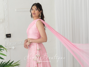 Arya Baby Pink Luxury One Shoulder & Dupatta blouse (6-14)