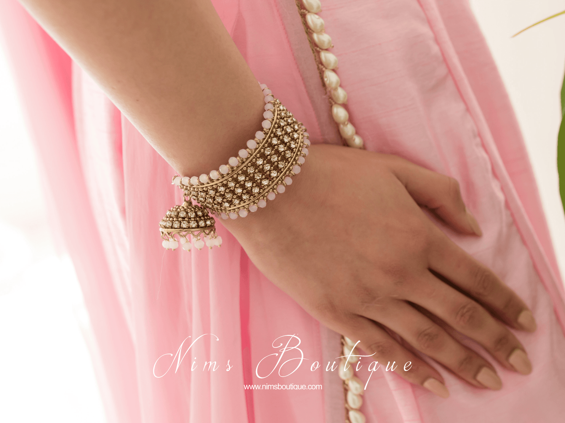 Nims Boutique Royal Blush Bracelet with hanging chumka