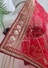 Mahi Luxury Red Organza Embroidered Dupatta/Chunni