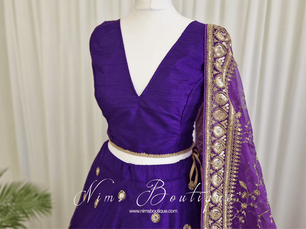 Nims Boutique Rupa Cadbury Purple Luxury Silk V Neck Blouse size 4-22
