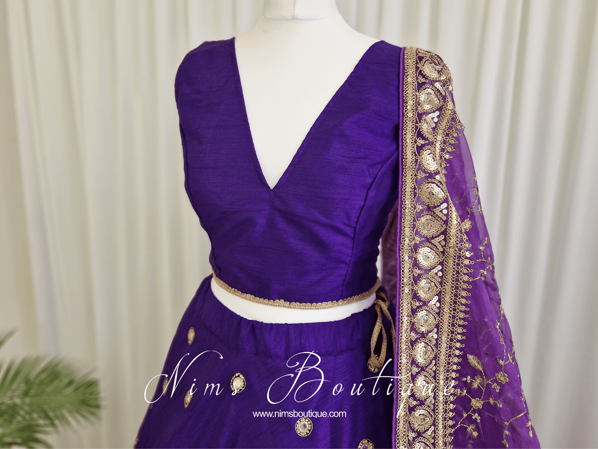 Nims Boutique Rupa Cadbury Purple Luxury Silk V Neck Blouse size 4-22