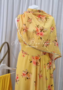 Yellow Floral Dress with Pajami (size 4-16)