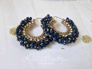 Meghna Royal Navy Cluster Hoop Earrings