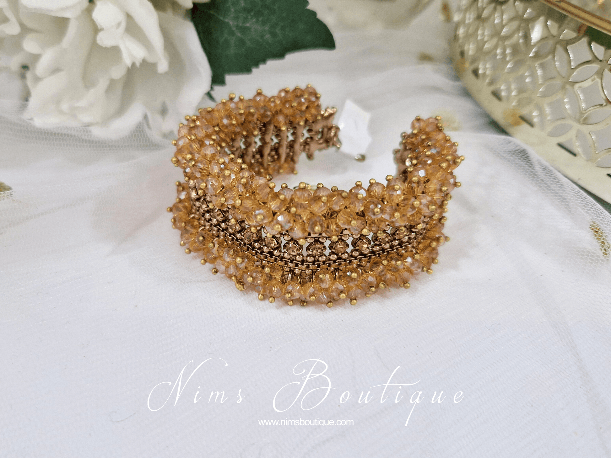 Nims Boutique Gold Stone Cluster Bracelet
