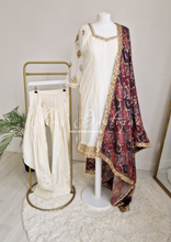 The NB Classic Long Sleeved Ivory Silk & Multicolour Salwar Suit (8-20)