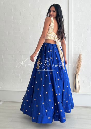 Rani Luxury Royal Blue Mirror readymade skirt/lehnga (size 4-26)