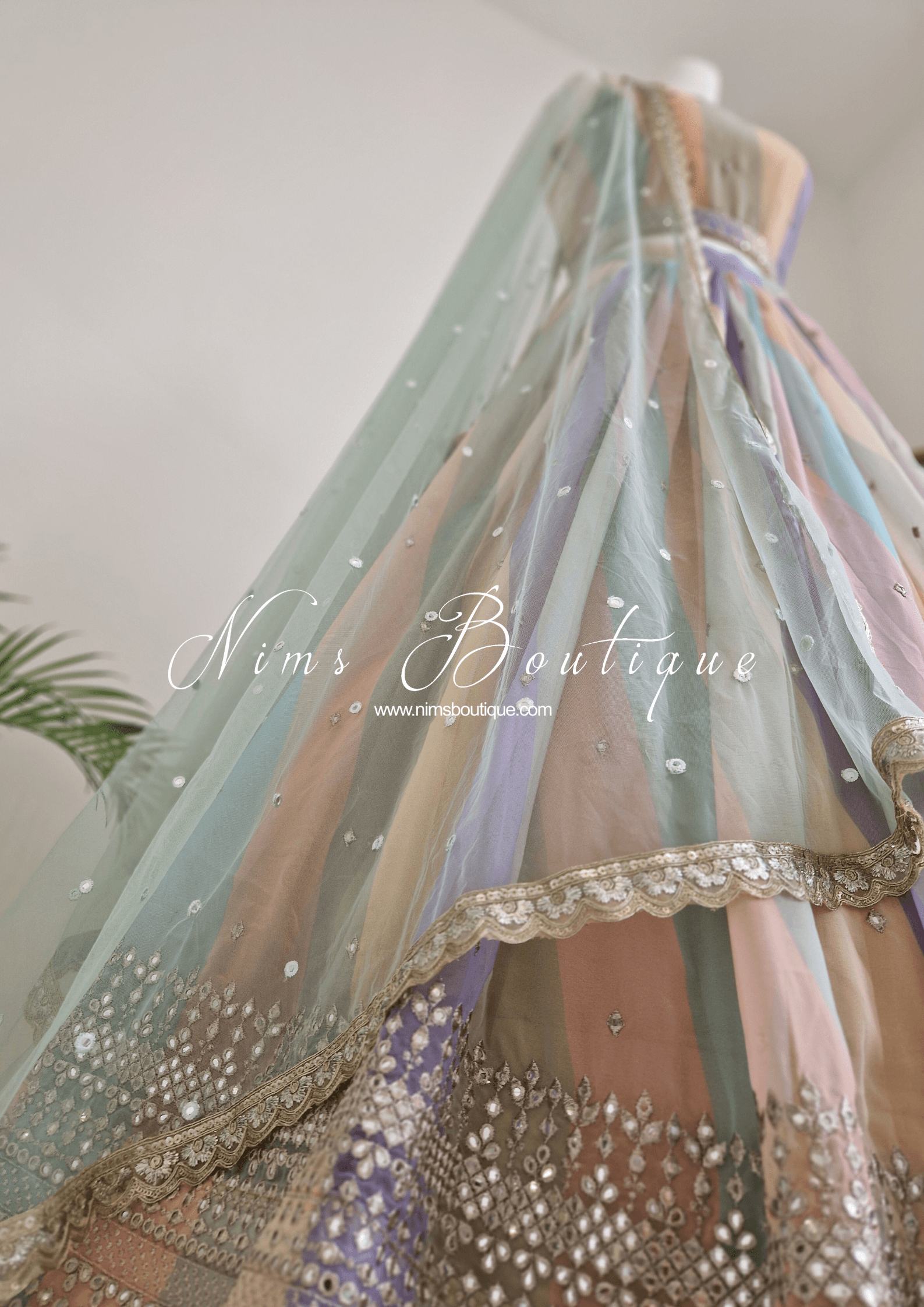 Nims Boutique Pastel Stripe Lehnga sizes 4-16
