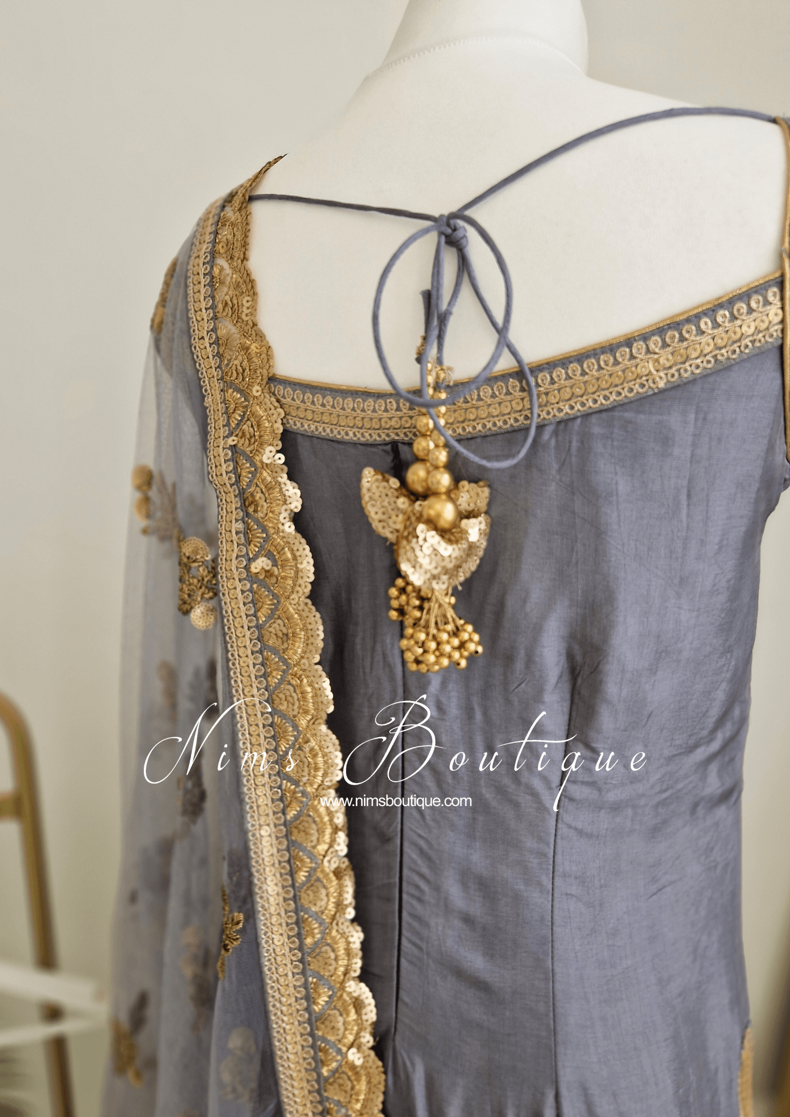 Nims Boutique The NB Classic Sleeveless Grey Silk Pajami Suit sizes 4 to 20