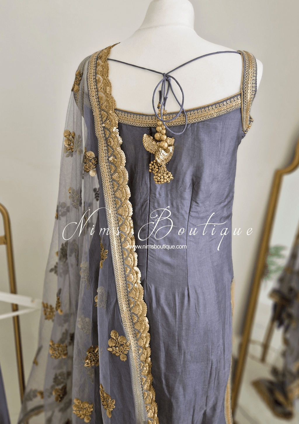 Nims Boutique The NB Classic Sleeveless Grey Silk Pajami Suit sizes 4 to 20