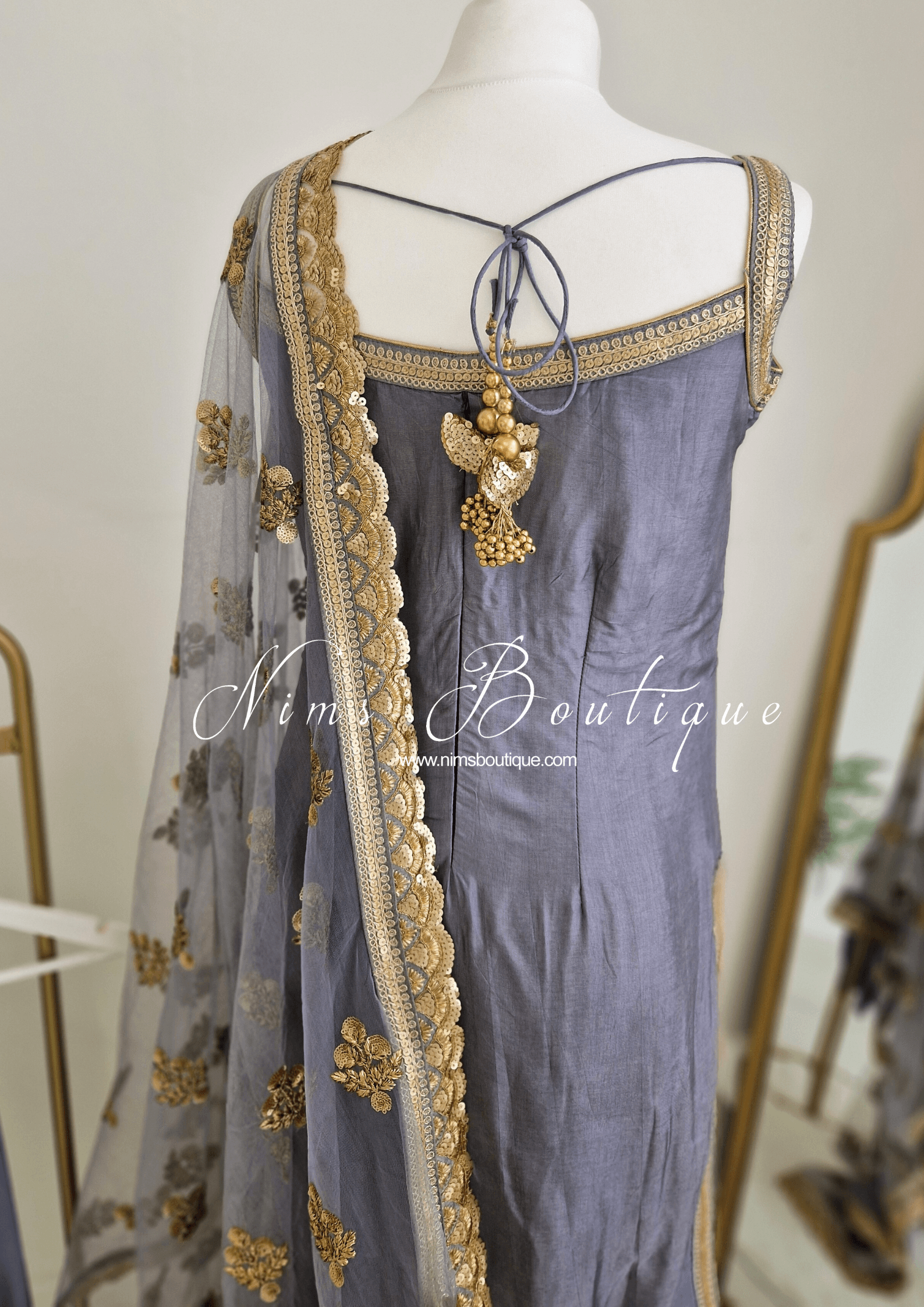 Nims Boutique The NB Classic Sleeveless Grey Silk Pajami Suit sizes 4 to 20