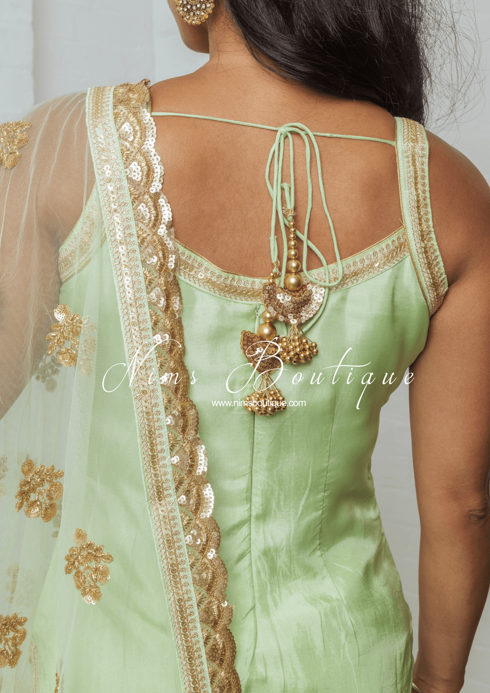 Nims Boutique The NB Classic Sleeveless Mint Silk Pajami Suit sizes 4 to 24