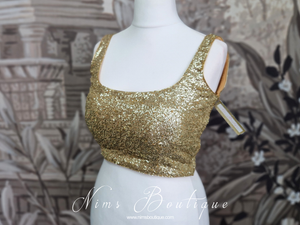 Luxury Gold Sequin Thin Strap Blouse Short (size 4-18)